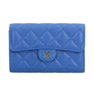 CHANEL Blue Caviar Leather Wallet